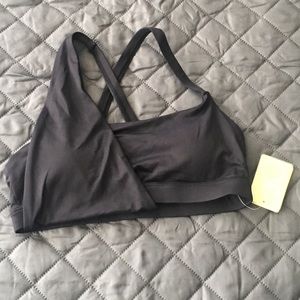NWT  black faux wrap sports bra